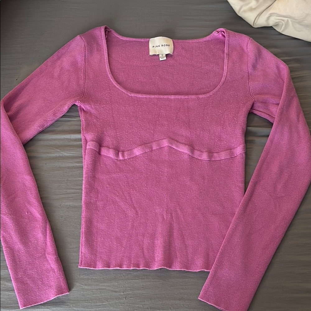 Pink Rose Women's Long Sleeve Top - Purple